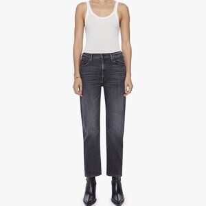 Mother Slouchy Straight Leg Ankle Jeans (Sz 32) The Ditcher Zip Smoking Section